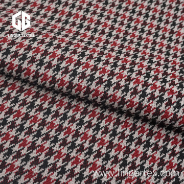 Polyester Houndstooth Jacquard Fabric With Elastane